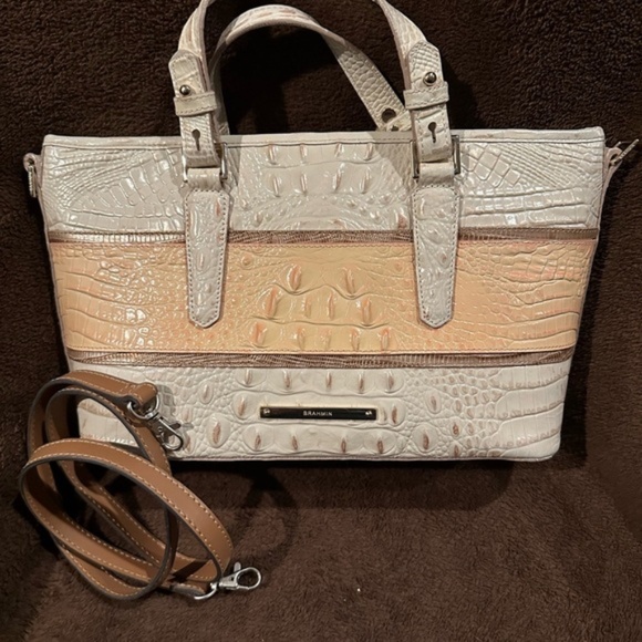 Brahmin Mini Asher Rose Tri Color Melbourne Gator/Croc Leather - Picture 14 of 16